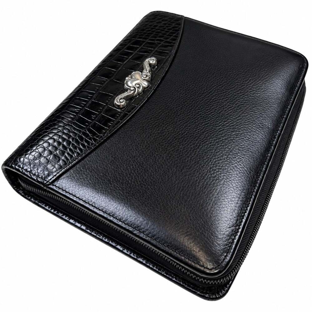 VTG Brighton for Business Black Leather Zip Around Day Planner Organizer Binder
